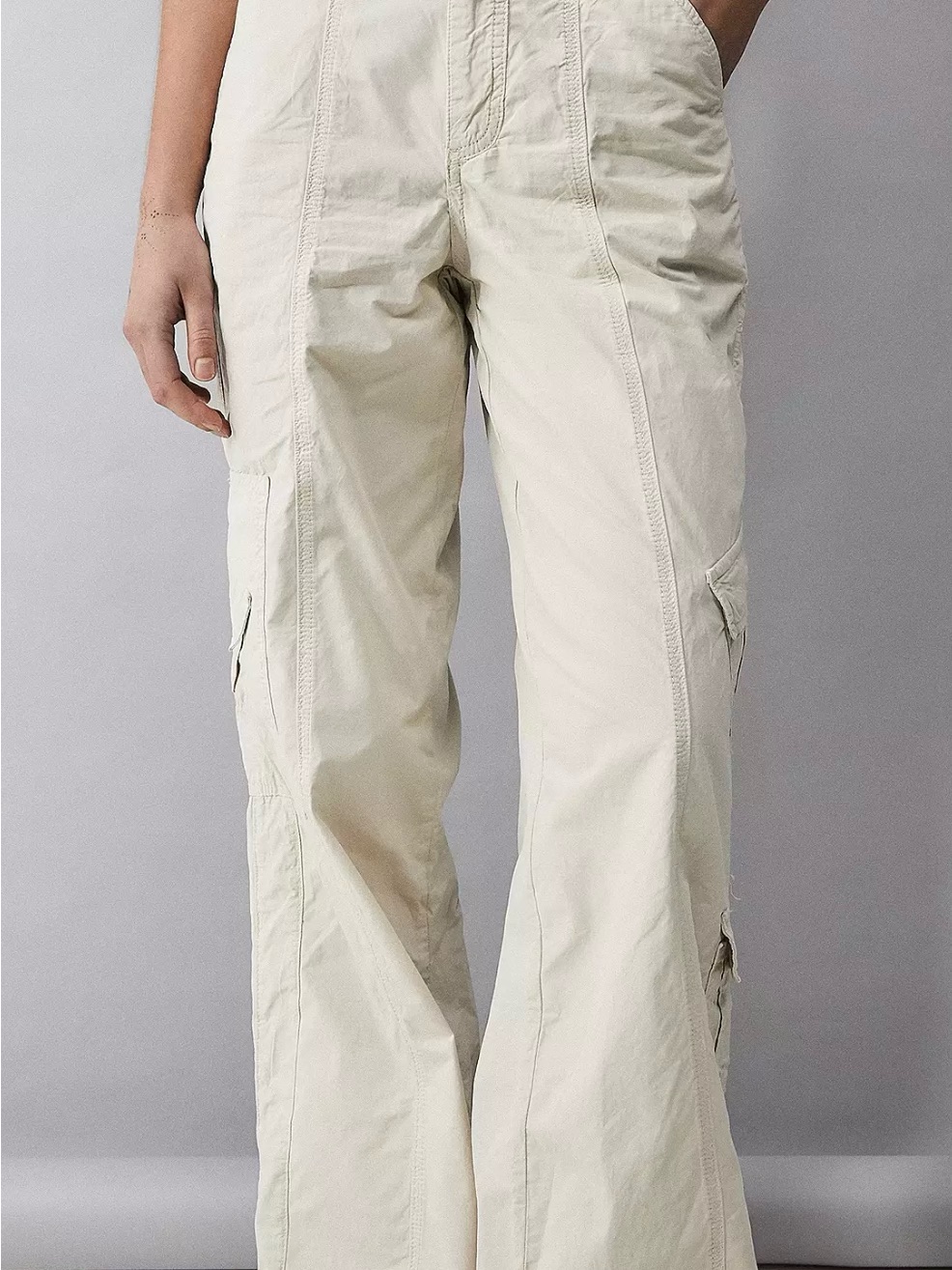 Bdg Urban Outfitters Y2k Cargo Jeans White Low Rise Wide Leg Size 27